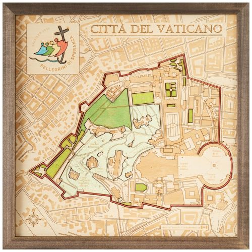 CUTTING BROTHERS Mappa 3D con Cornice Giubileo Roma - Multicolore 35x6x35 cm