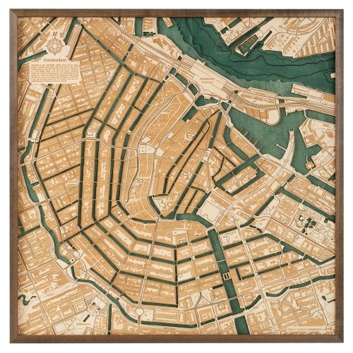 CUTTING BROTHERS 3D Map with Frame Amsterdam L - Multicolor 76x6x76 cm