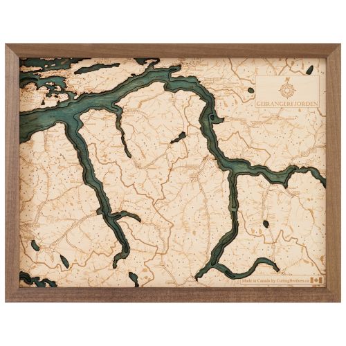 CUTTING BROTHERS 3D Map with Frame Geiranger Fjords S - Multicolor 41x6x31 cm