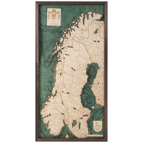 CUTTING BROTHERS 3D Map with Frame Norway L - Multicolor 81x6x61 cm