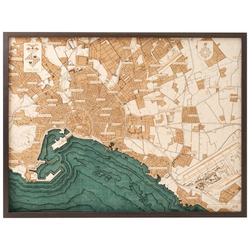 CUTTING BROTHERS Mappa 3D con Cornice Palma di Maiorca L - Multicolore 81x6x61 cm