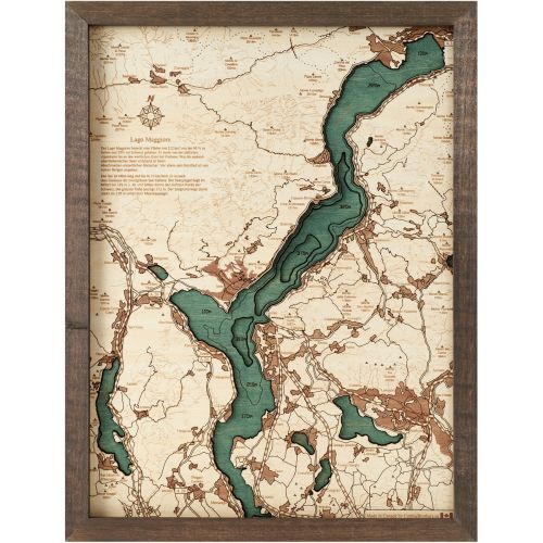 CUTTING BROTHERS 3D Map with Frame Lake Maggiore S - Multicolor 31x6x41 cm