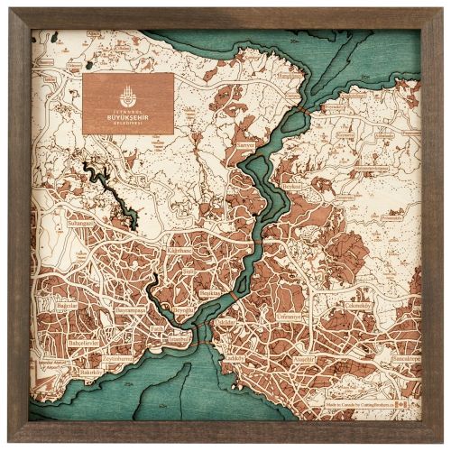 CUTTING BROTHERS 3D Map with Frame Istanbul S - Multicolor 35x6x35 cm