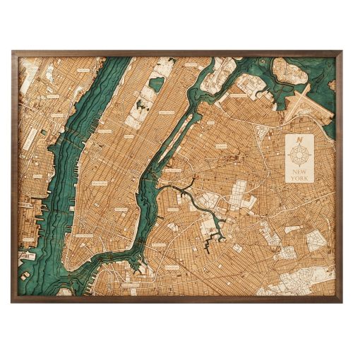 CUTTING BROTHERS Mappa 3D con Cornice New York L - Multicolore 81x6x61 cm