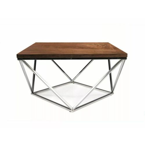 EPIKASA Coffee Table Silver - Brown 80x80x45 cm