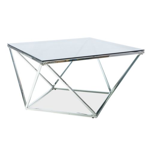 EPIKASA Coffee Table Silver - Transparent 80x80x45 cm