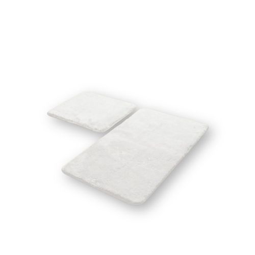 Epikasa Set 2 pcs Bathroom Carpets Plush - White 60x40x2 cm, 50x80x2 cm