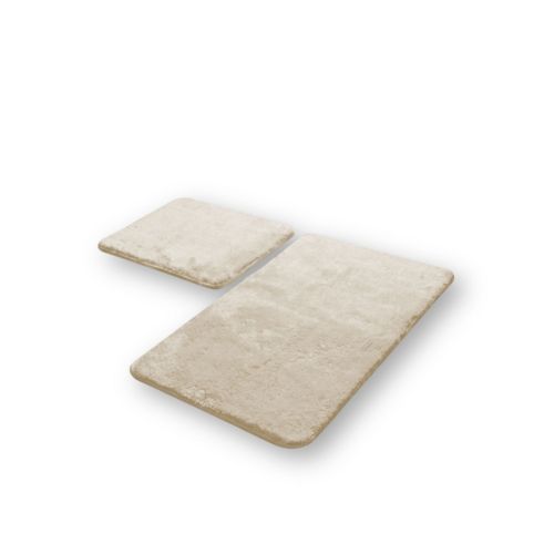 Epikasa Set 2 pcs Bathroom Carpets Plush - Beige 60x40x2 cm, 50x80x2 cm